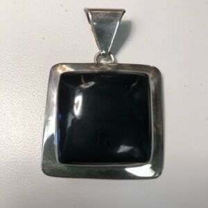 COPY - Mexican Sterling Silver 925 Handmade Square Pendant with Black Onyx 1.25”